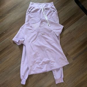 Figs lavender S top and XS tall joggers